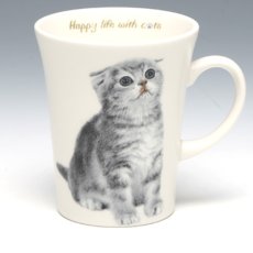 画像3: にゃんコレ（猫） 陶器製マグカップ　スコティッシュホールド (3)