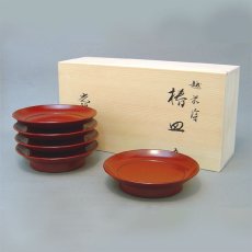 画像2: 古代朱椿皿（木箱入）　5枚組 (2)