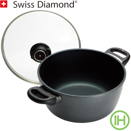 画像1: Swiss Diamond　スイスダイヤモンド　ストックポット　20cm　SWD6820i　ガス・IH対応（両手鍋）　【アウトレット】 (1)