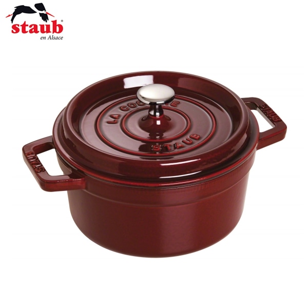 新品】Staub／ストウブ ココットラウンドグレナティンレッド18cm
