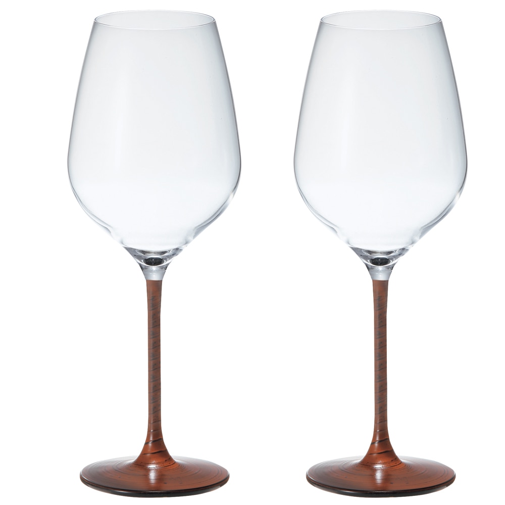 漆 日本酒・ワイングラス　2客組 根来(朱漆) M　430ml　日本製　難あり