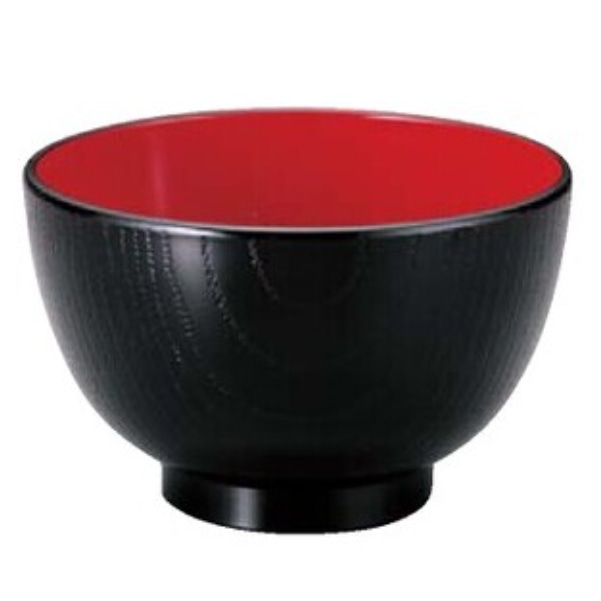 耐熱　木目 汁椀 黒内朱　φ10.8