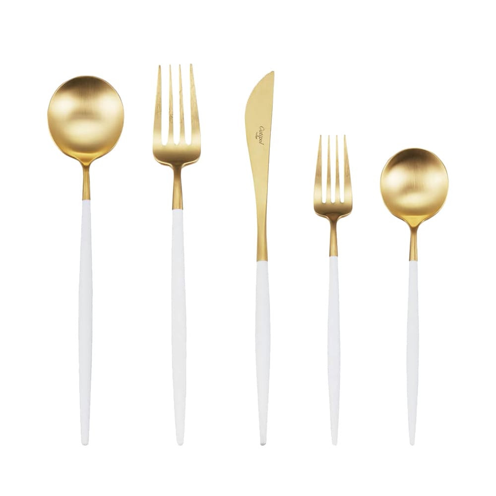 【5本セット】クチポールカトラリー　GOAホワイト＆ゴールド
