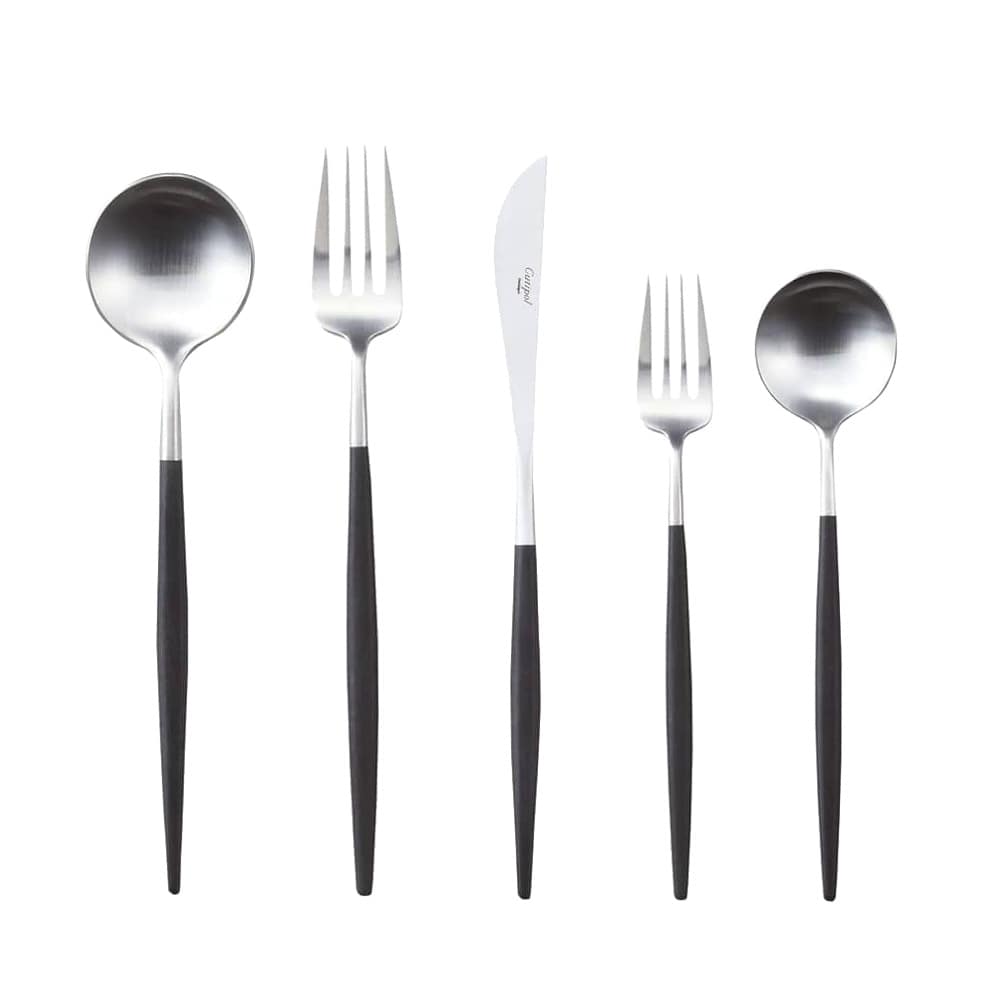 【5本セット】クチポールカトラリー　GOA　ブラック＆シルバー