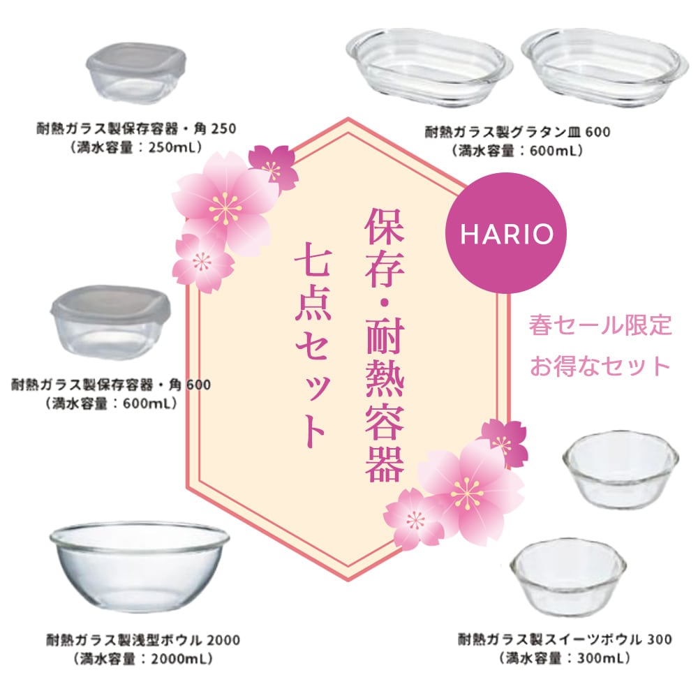 HARIO　保存・耐熱容器７点セット【数量限定】