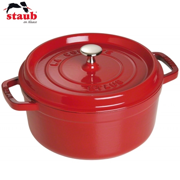 【ご予約】　Staub ストウブ ピコ ココットラウンド 24cm チェリーレッド　※